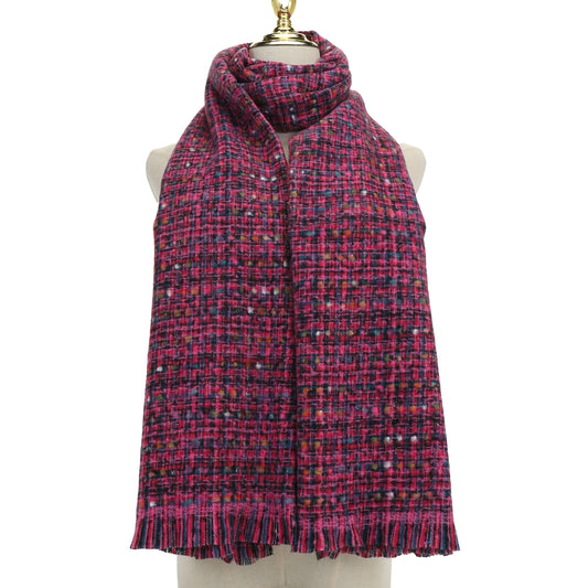 Checked Weave Scarf | Fuchsia