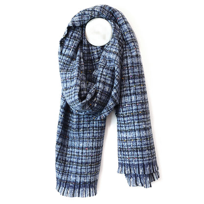 Chelsea Check Weave Scarf | Navy