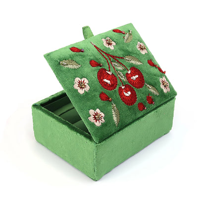 Embroidered Jewellery Box | Cherries