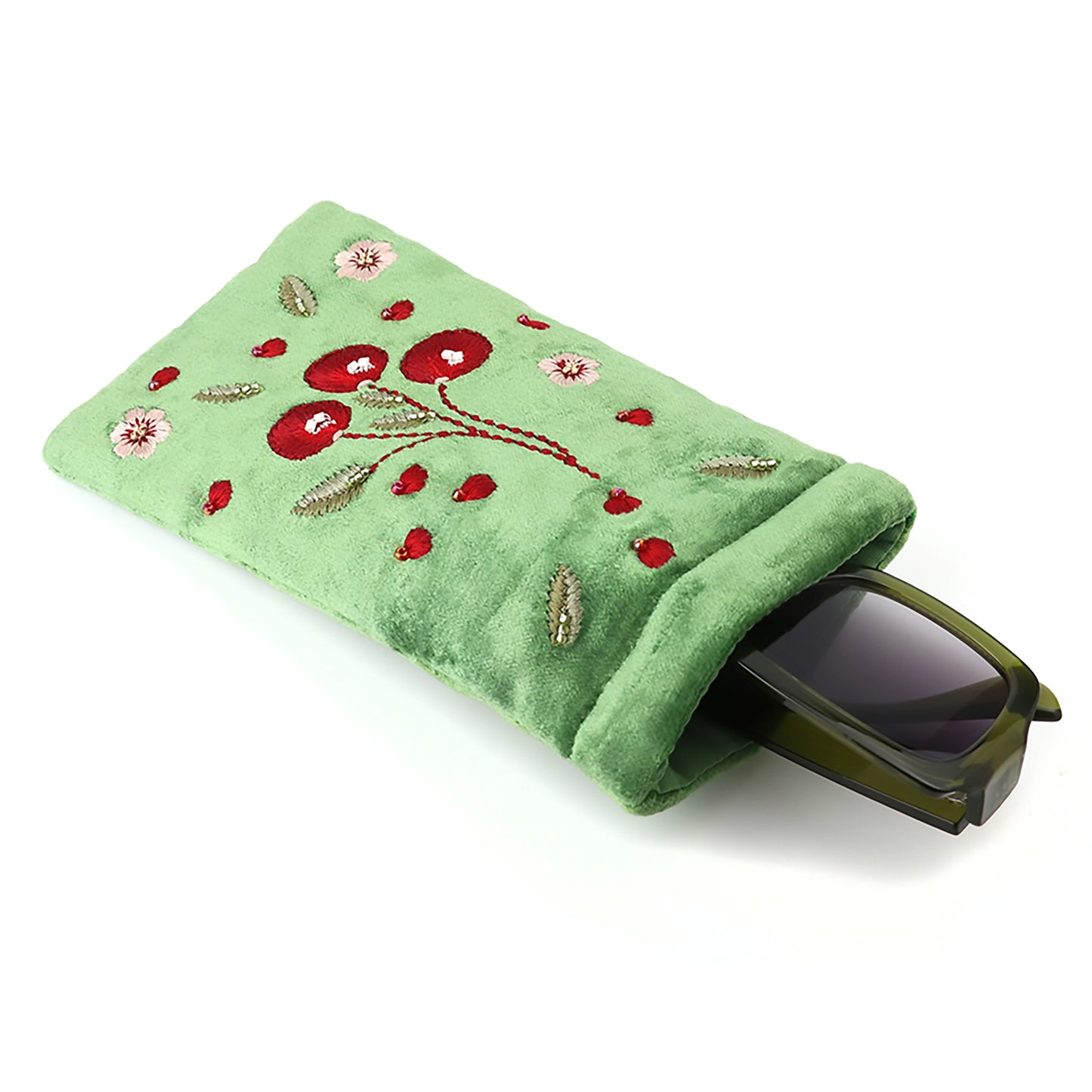 Embroidered Glasses Case | Cherries
