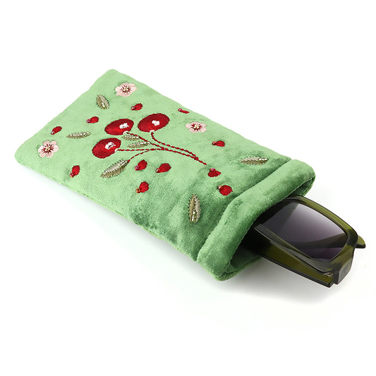 Embroidered Glasses Case | Cherries