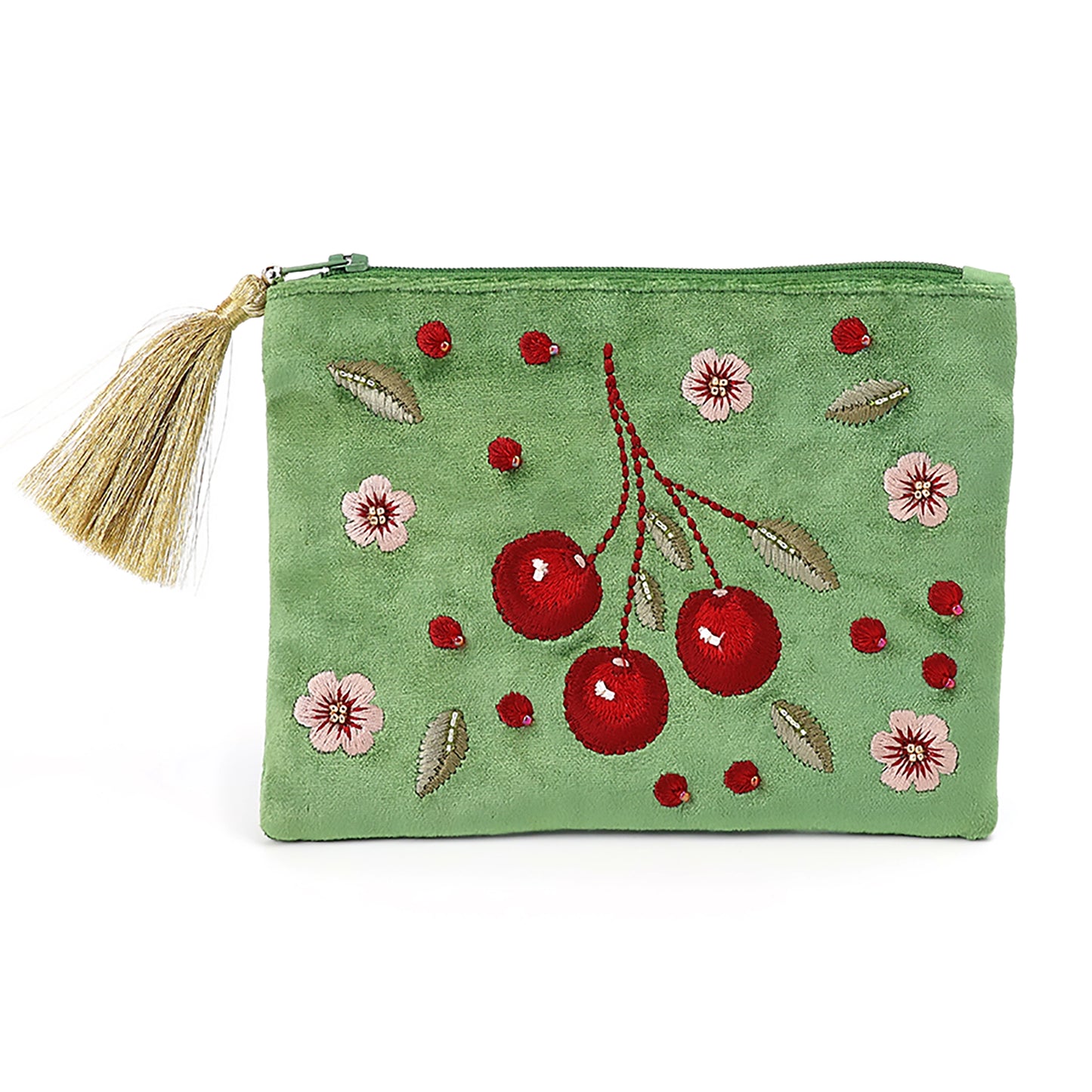 Embroidered Zip Pouch | Cherries