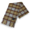 A green, brown and blue wool tartan scarf with fringe