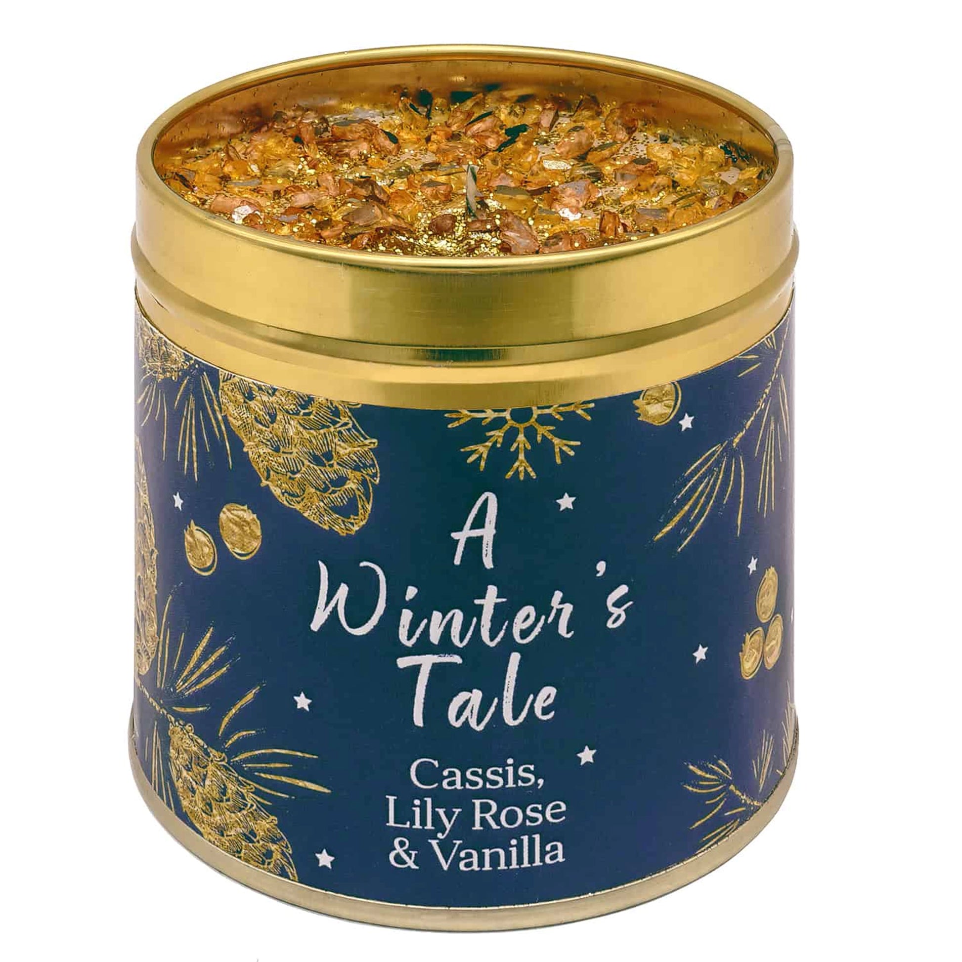 A Winter's Tale scented candle tin with added embellishments