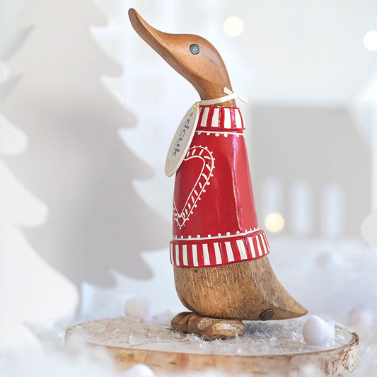 Christmas Duckling | Candy Cane Red Heart Jumper