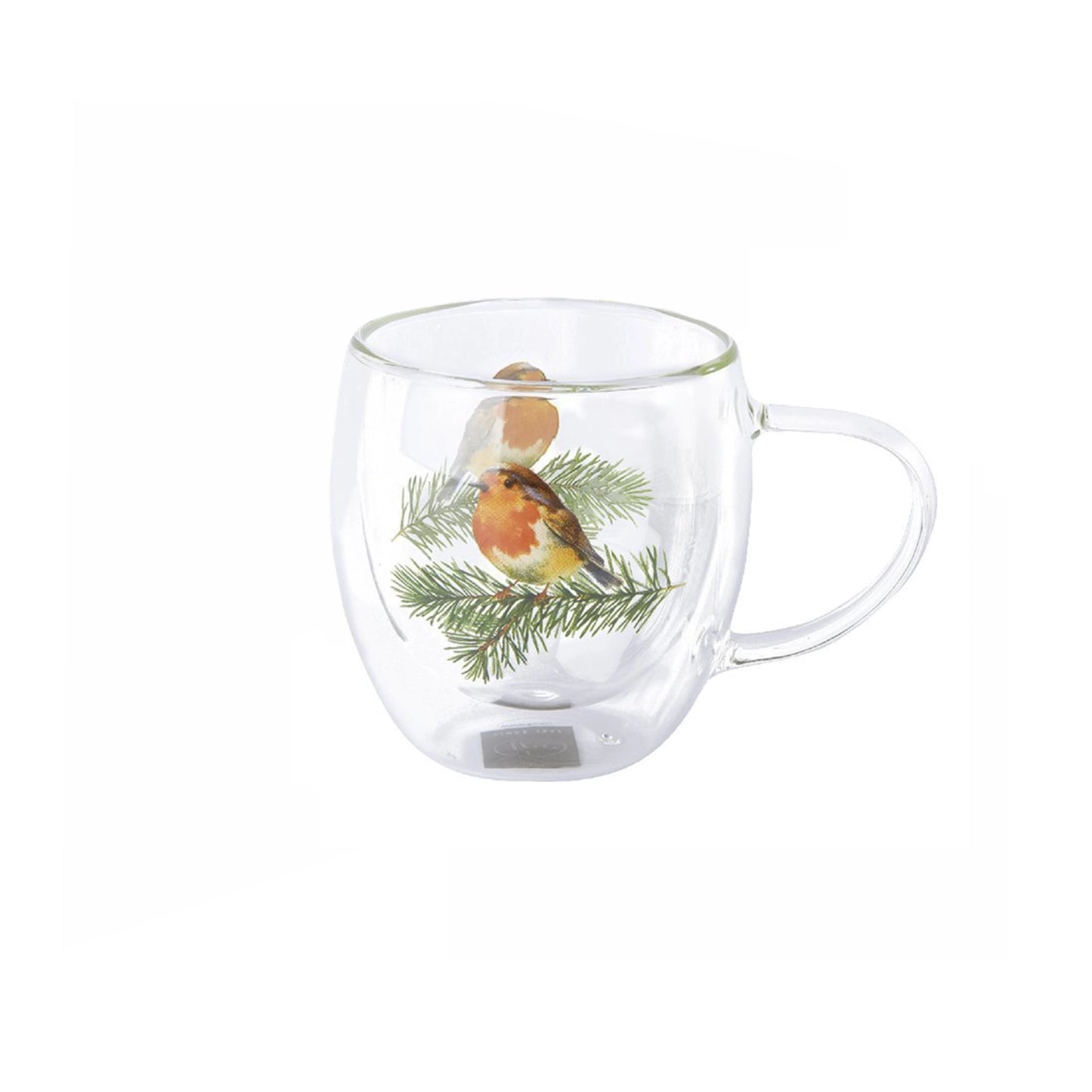 Glass robin mug
