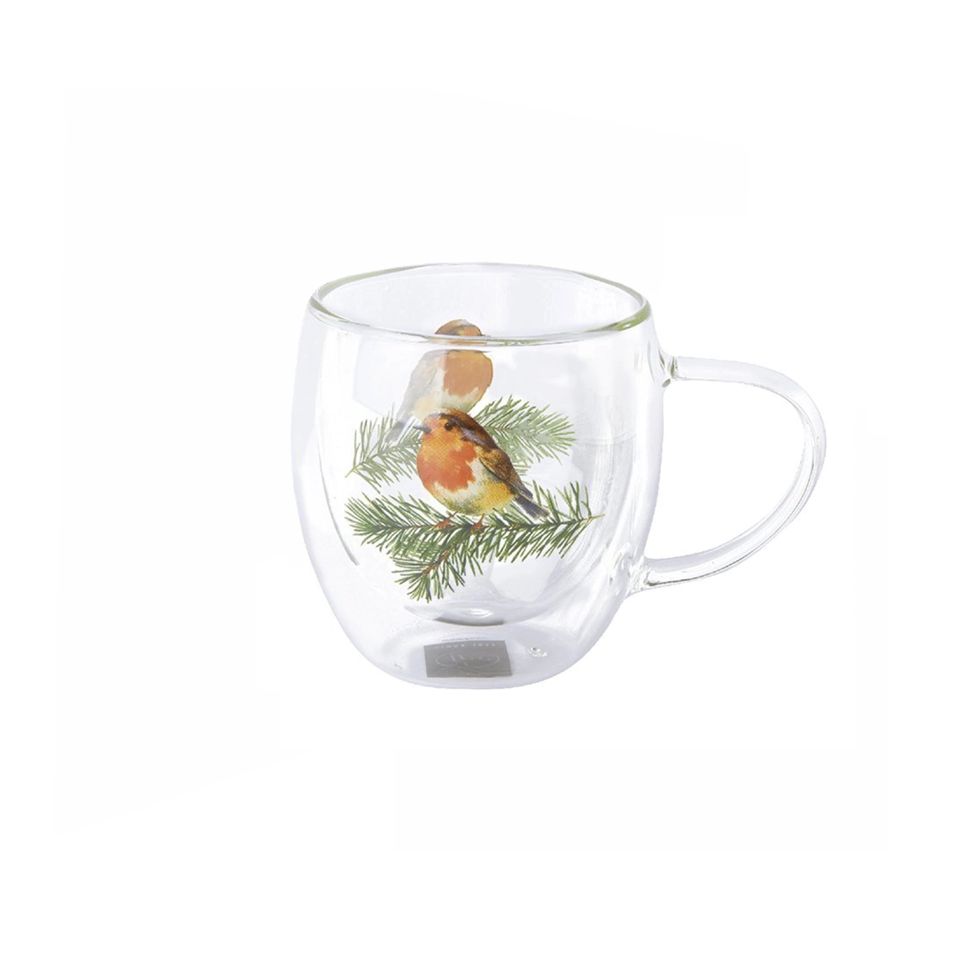Glass robin mug