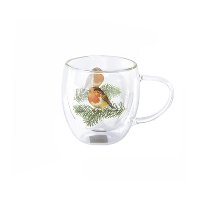 Glass robin mug