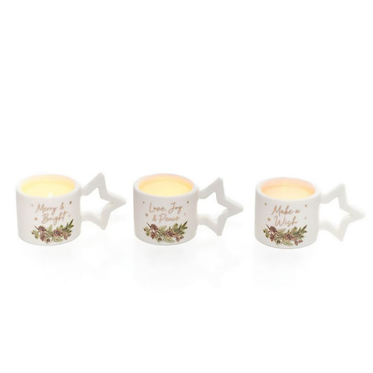 Evergreen Stoneware | 3 Assorted Star Tealight Holders