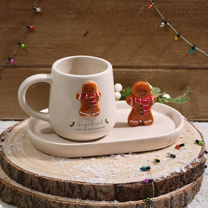 Christmas Gingerbread Kisses | Ceramic Mug & Saucer