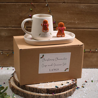 Christmas Gingerbread Kisses | Ceramic Mug & Saucer