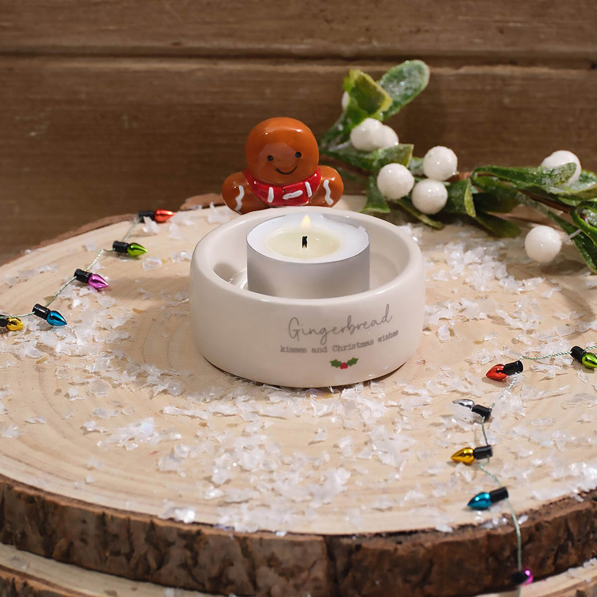 Christmas Gingerbread Kisses | Ceramic Tealight Holder