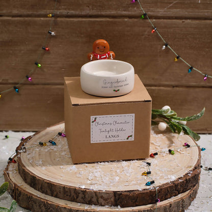Christmas Gingerbread Kisses | Ceramic Tealight Holder