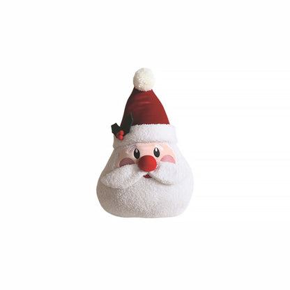 Santa head shaped cushion with rosy cheeks, hat and boucle beard