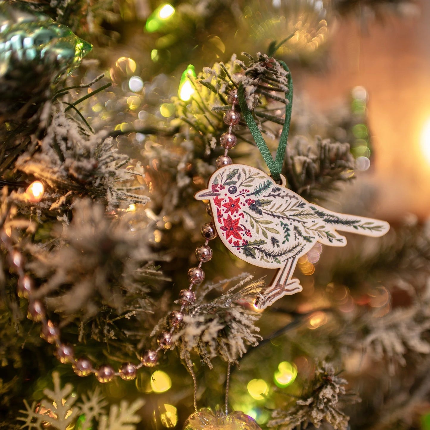 Wooden robin Christmas tree decoration