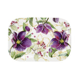 A melamine snack tray featuring an illustration of purple flowers and red berries