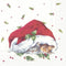 Cream paper napkins with two sleeping cats under a Santa hat