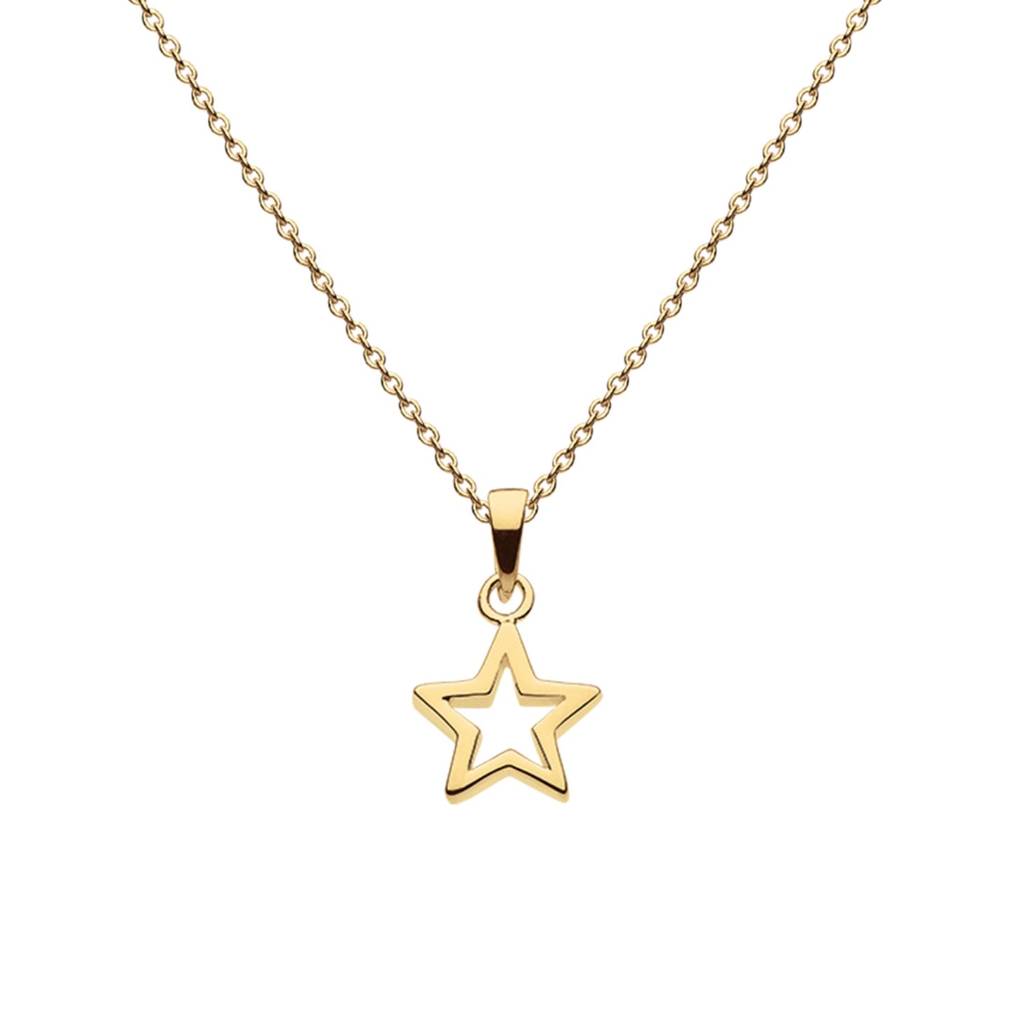 Chunky gold open star pendant on gold chain