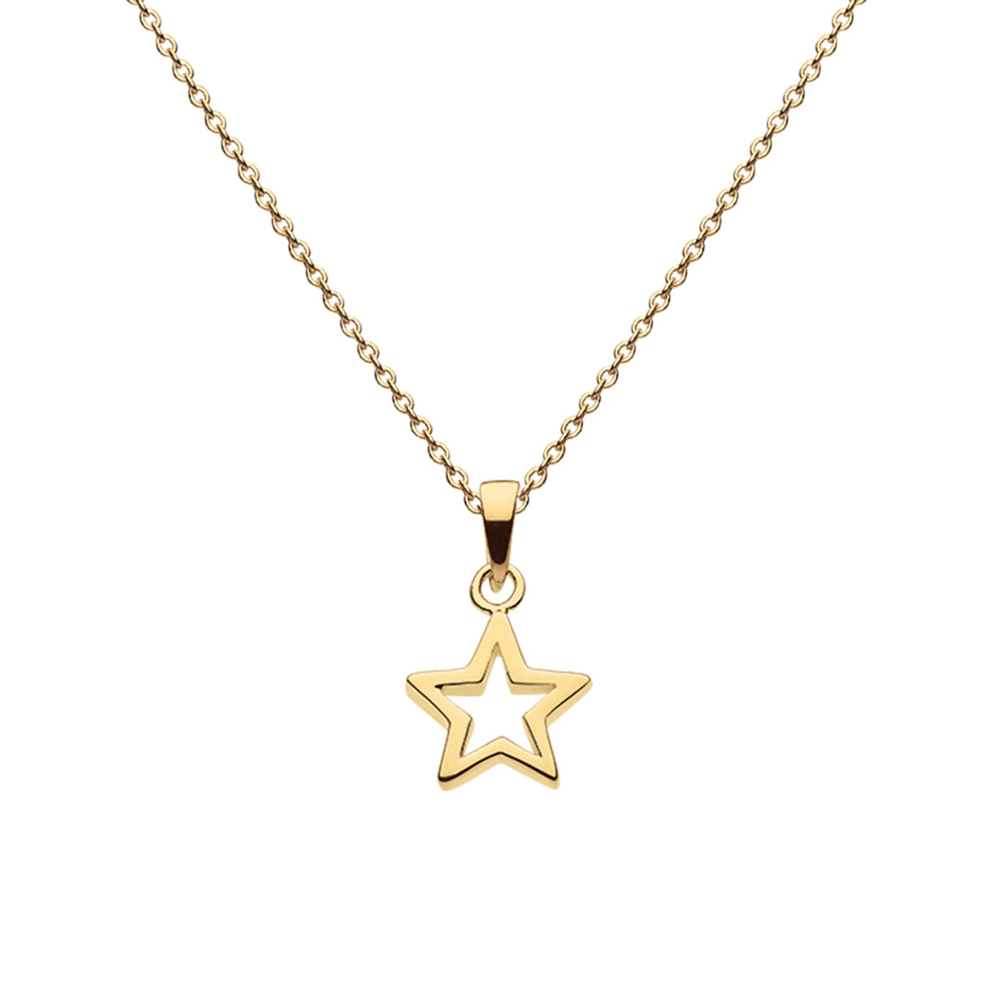 Chunky gold open star pendant on gold chain