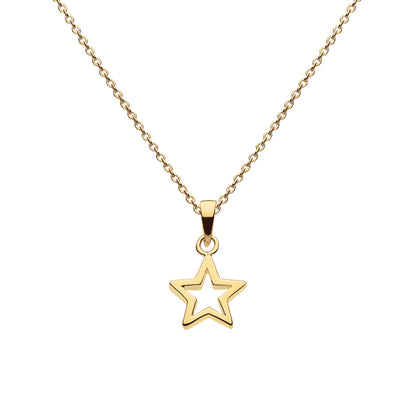 Chunky gold open star pendant on gold chain
