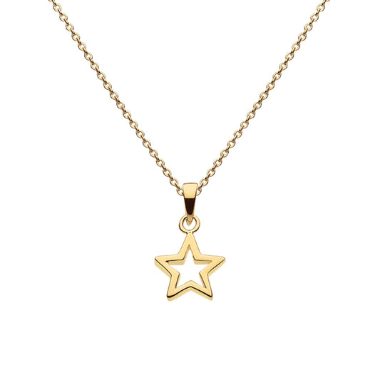 Chunky gold open star pendant on gold chain