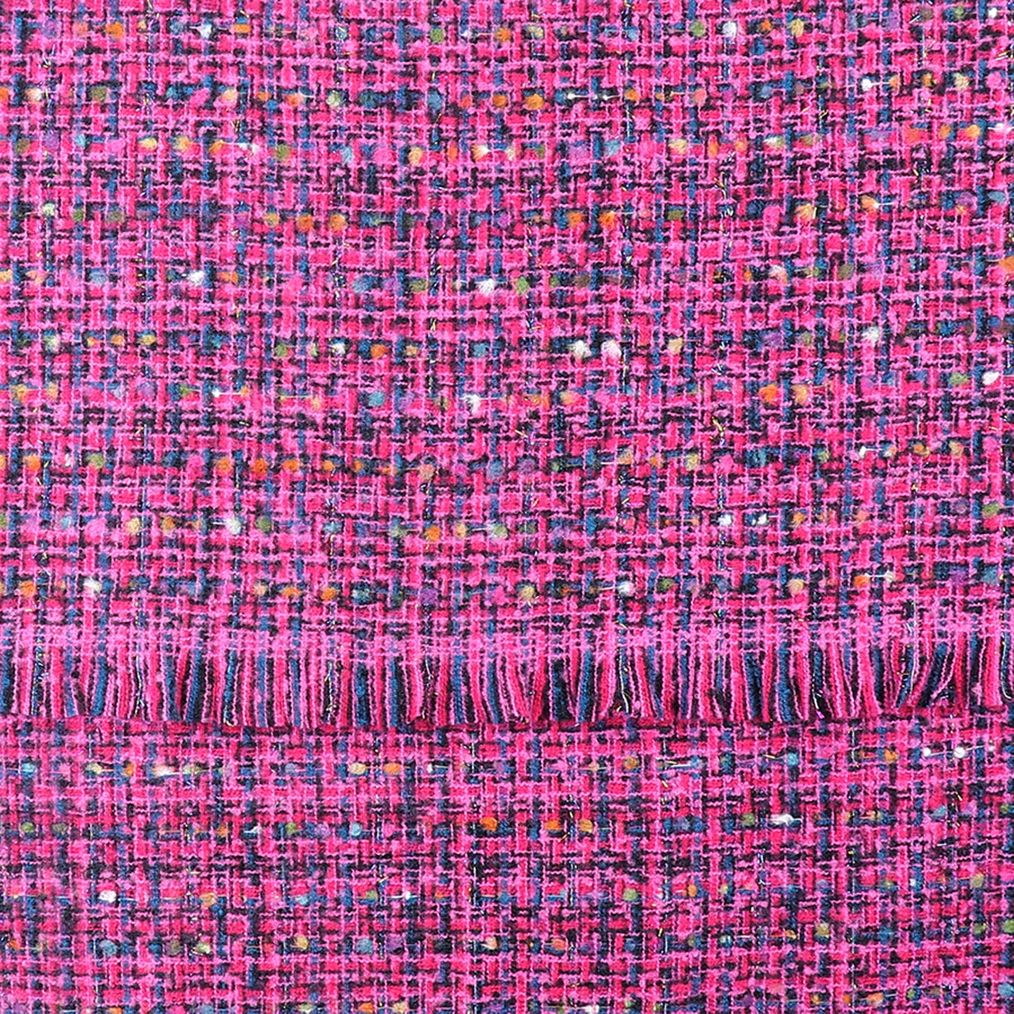 Pink and blue chunky woven knit scarf pattern detail