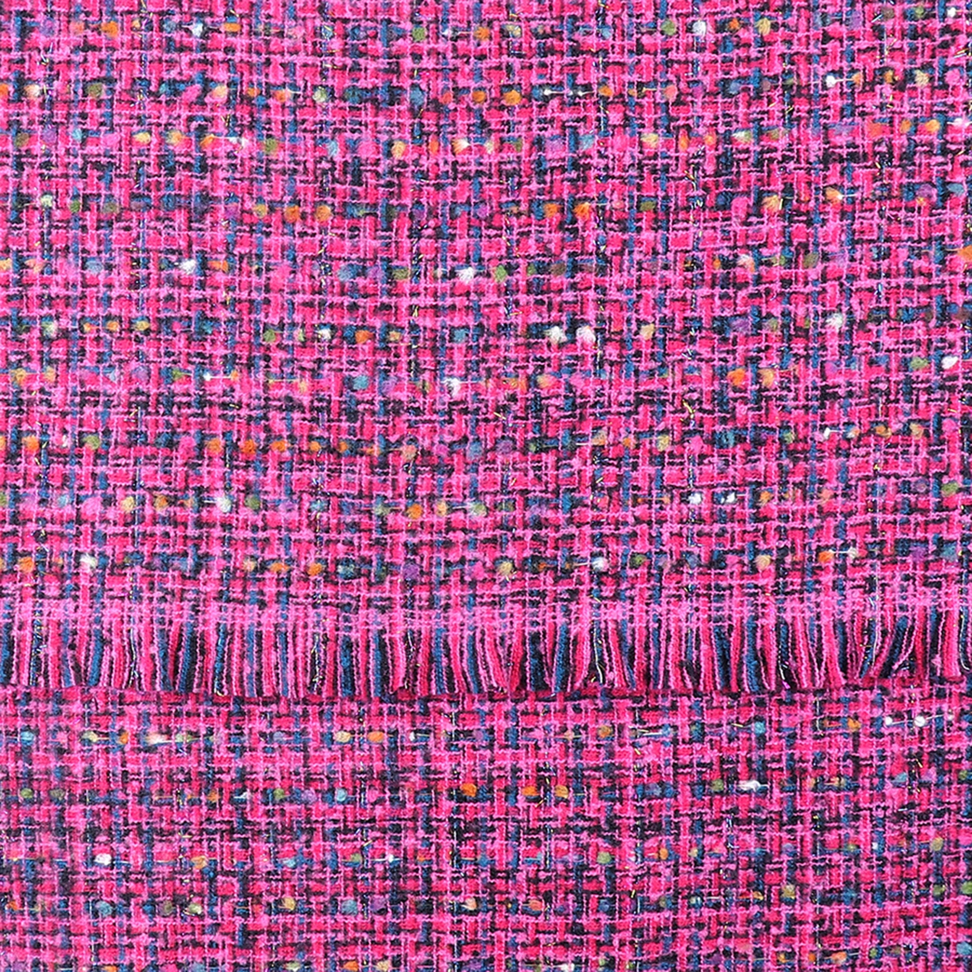 Pink and blue chunky woven knit scarf pattern detail