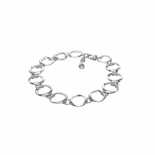 A silver statement bracelet with circle links