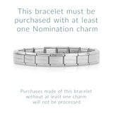 A plain steel Nomination Italy starter bracelet with purchase notice