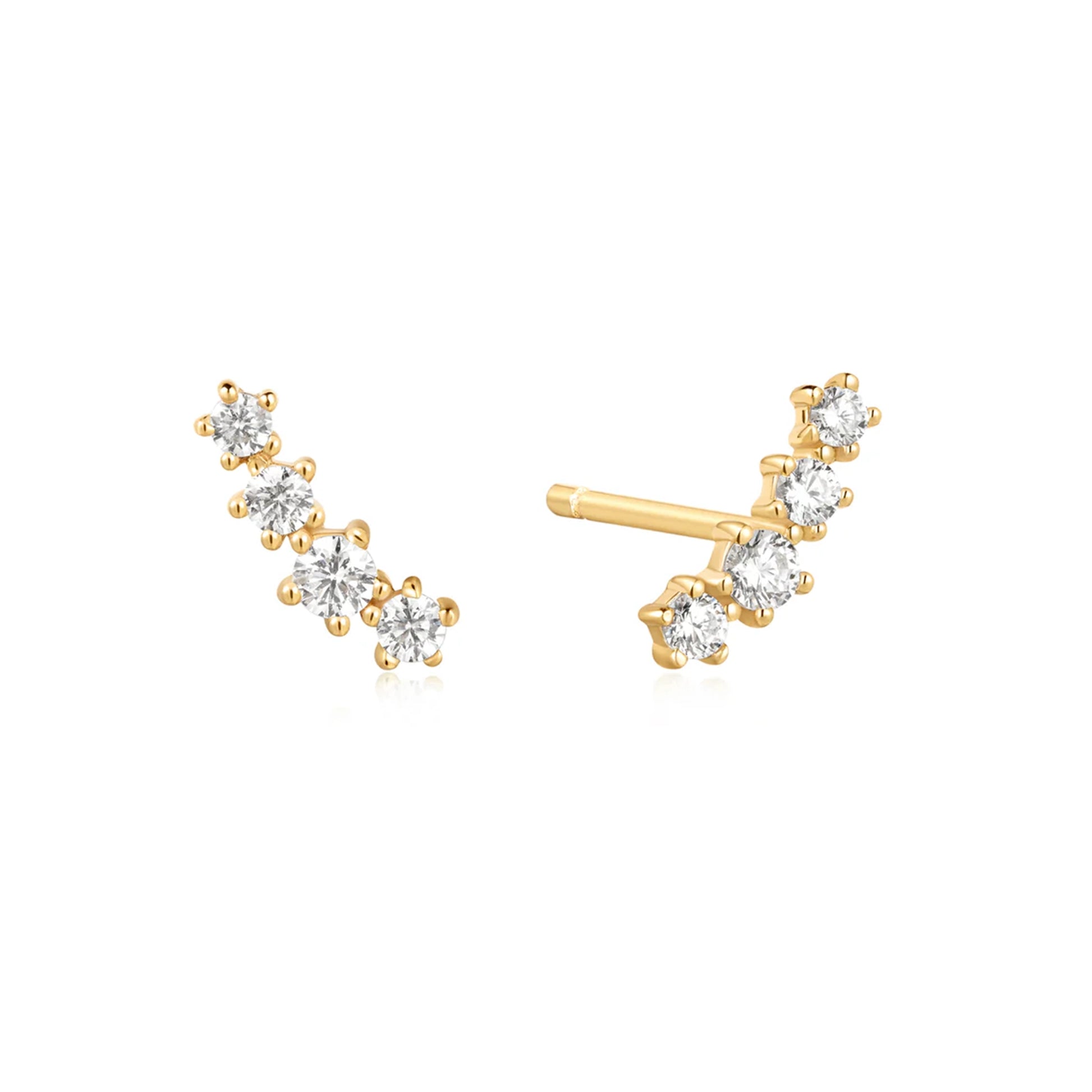 Pave gold studs with climbing CZ stones