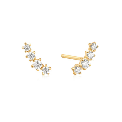 Pave gold studs with climbing CZ stones