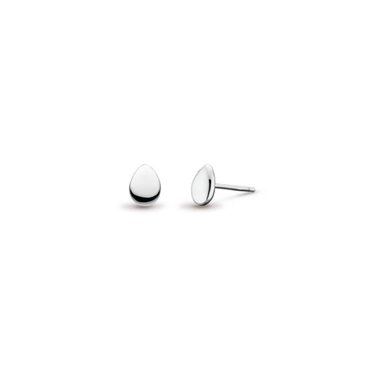A pair of teardrop pebble shaped silver stud earrings