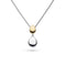 A pendant with two pebble shapes, one in yellow gold and one in silver