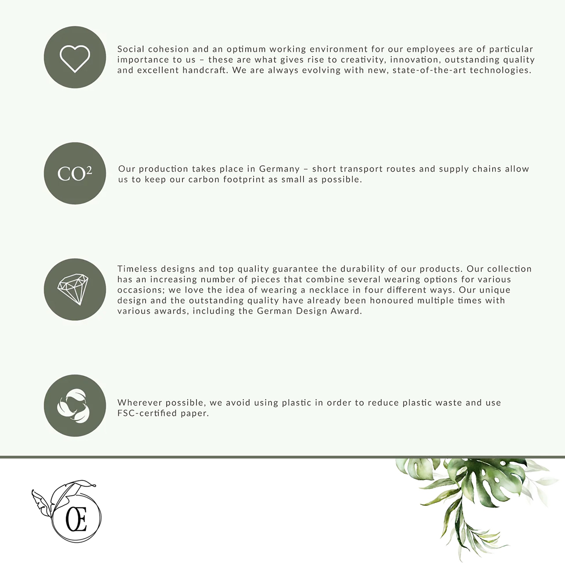 Coeur De Lion Guarantees - working environment, emissions, quality, recycling and sustainability