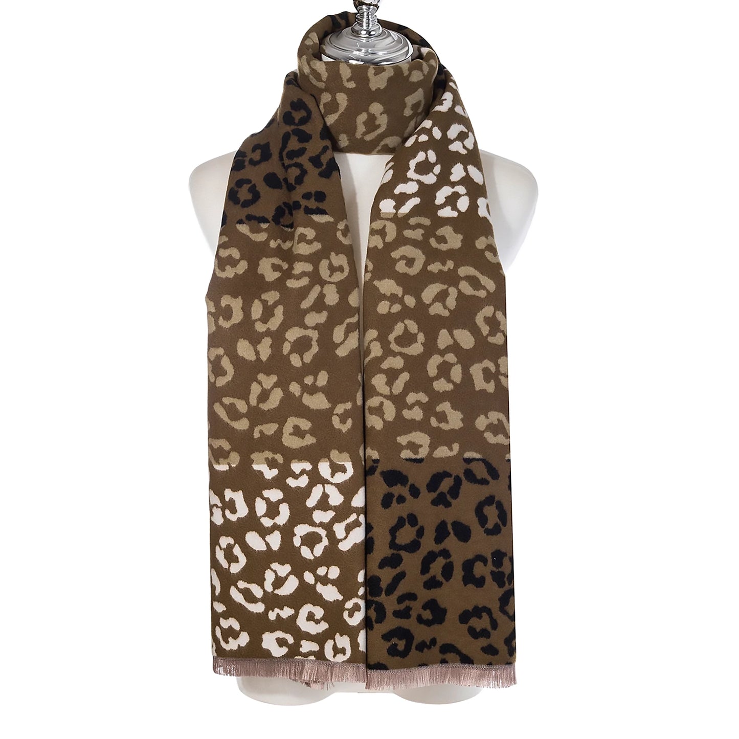 Colour Block Animal Print Scarf | Artichoke & Olive