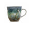 425ml (millilitre), glazed stoneware mug, hand painted with a white cotton grass design on blue/green background
