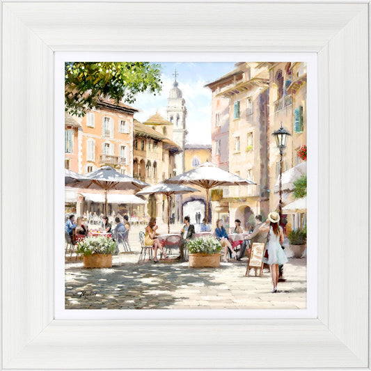 A framed square print of a City cafe scene