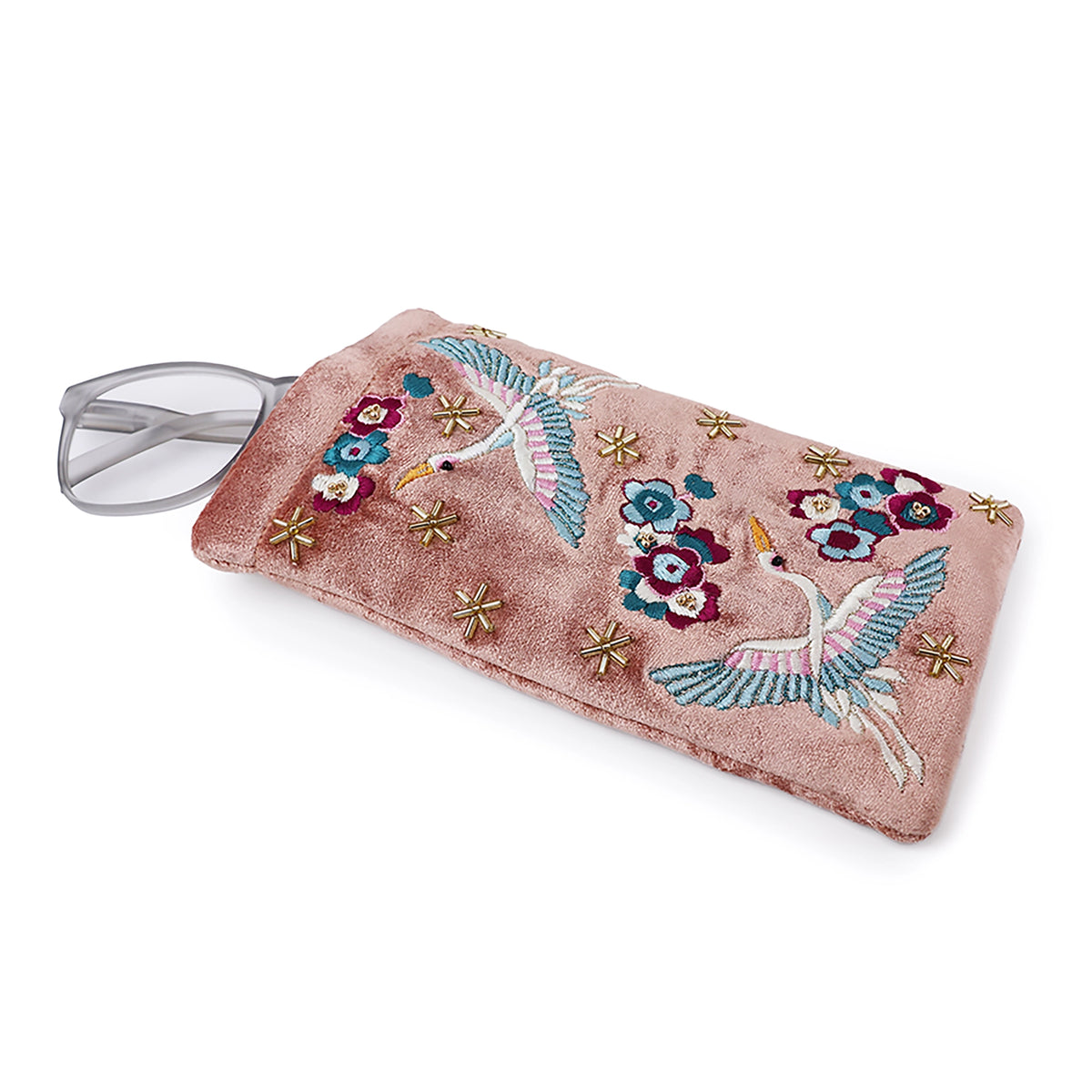 Embroidered Glasses Case | Cranes