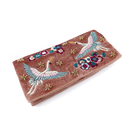 Embroidered Jewellery Roll | Cranes