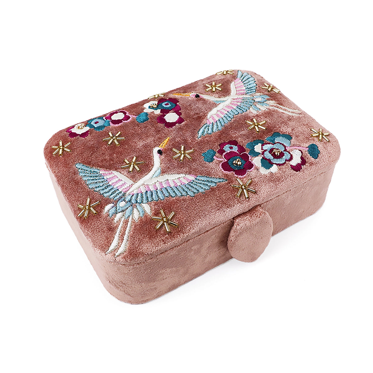 Embroidered Jewellery Box | Cranes