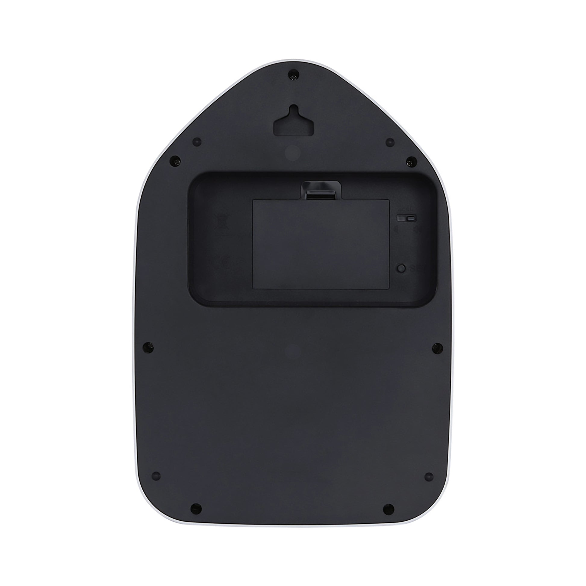 Back battery compartment of black wall clock 