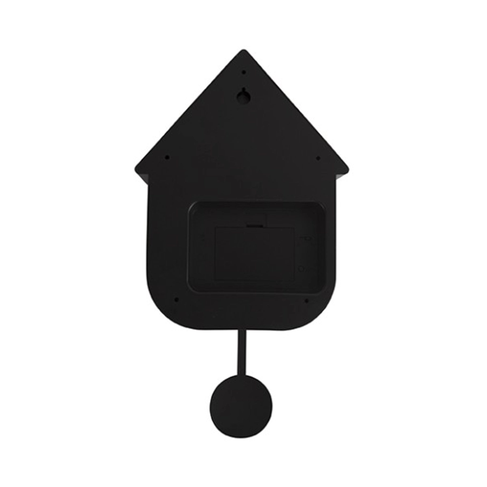 A black modern cuckoo clock reverse