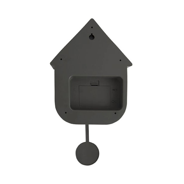 A modern natural green coloured cuckoo clock back view