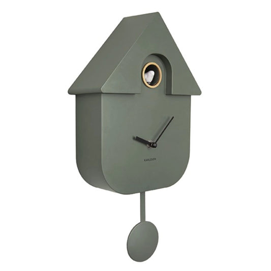 A modern natural green coloured cuckoo clock