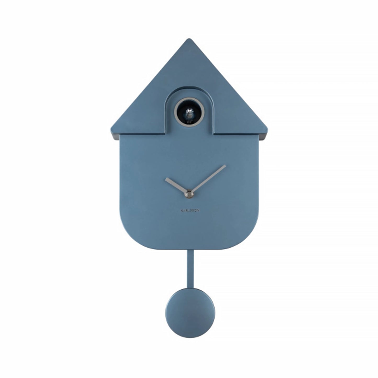 A blue metallic grey modern cuckoo clock