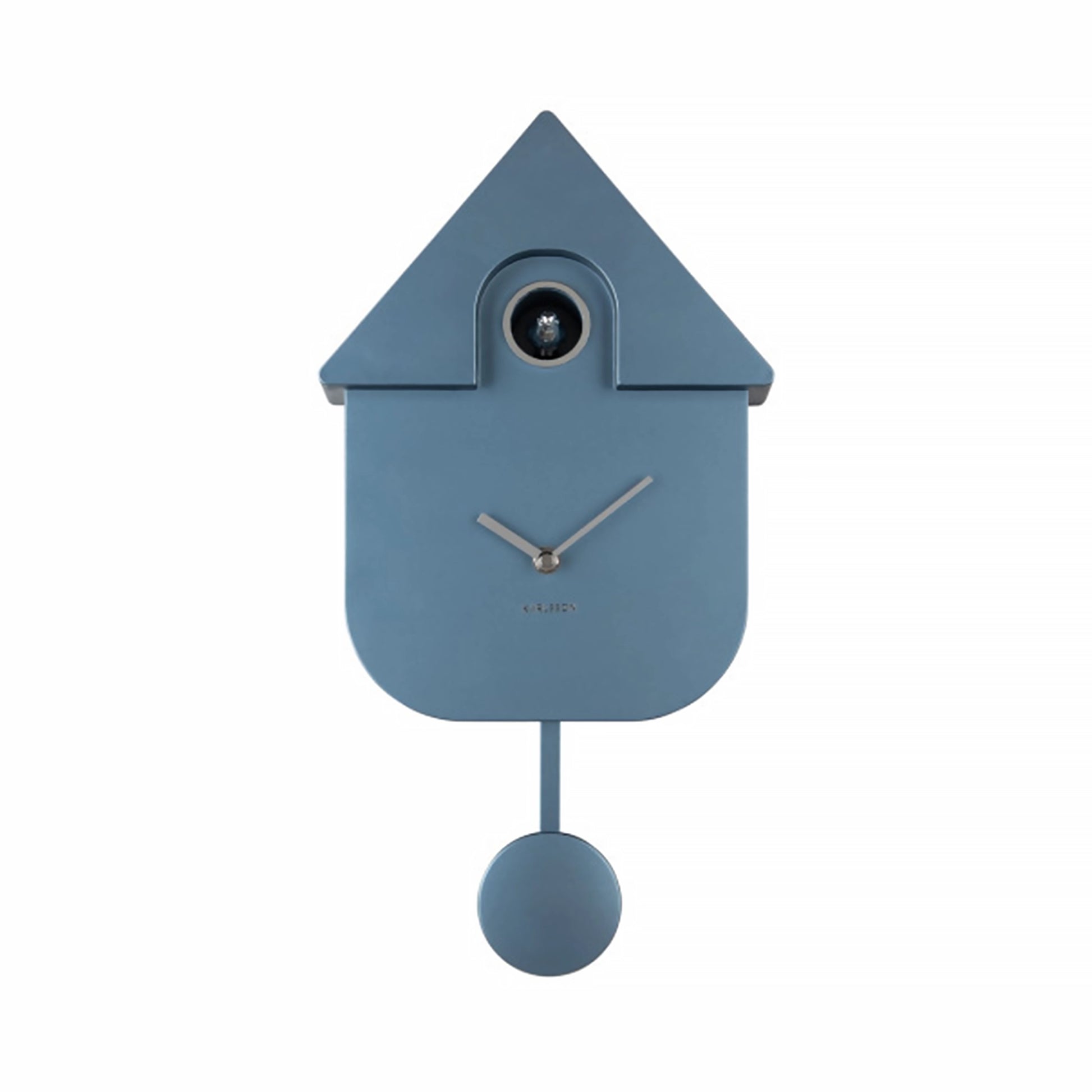 A blue metallic grey modern cuckoo clock