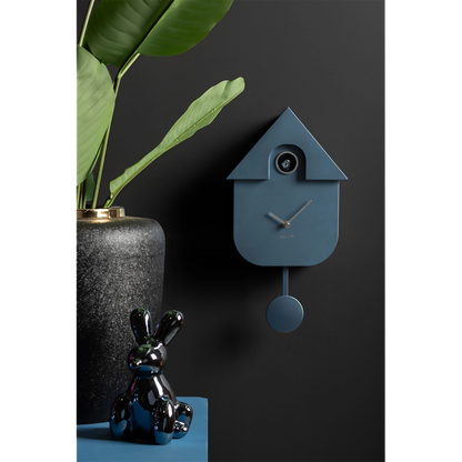 A blue metallic grey modern cuckoo clock lifestyle