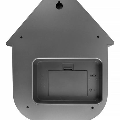 A dark metallic grey modern cuckoo clock back battery casing