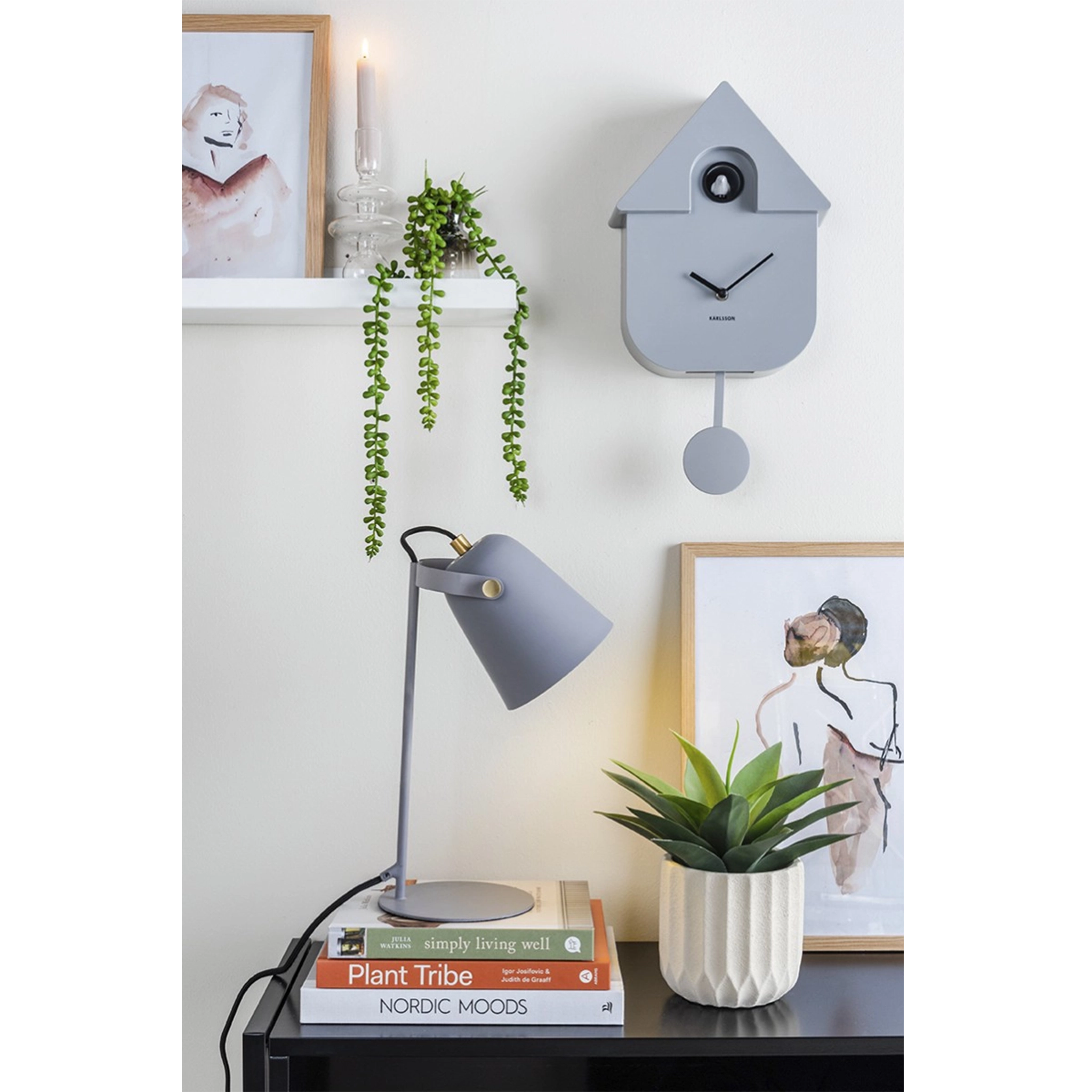 A modern light grey cuckoo clock lifestyle