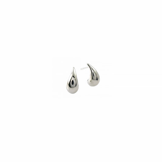 Pair of silver studs with chunky curved teardrop shape